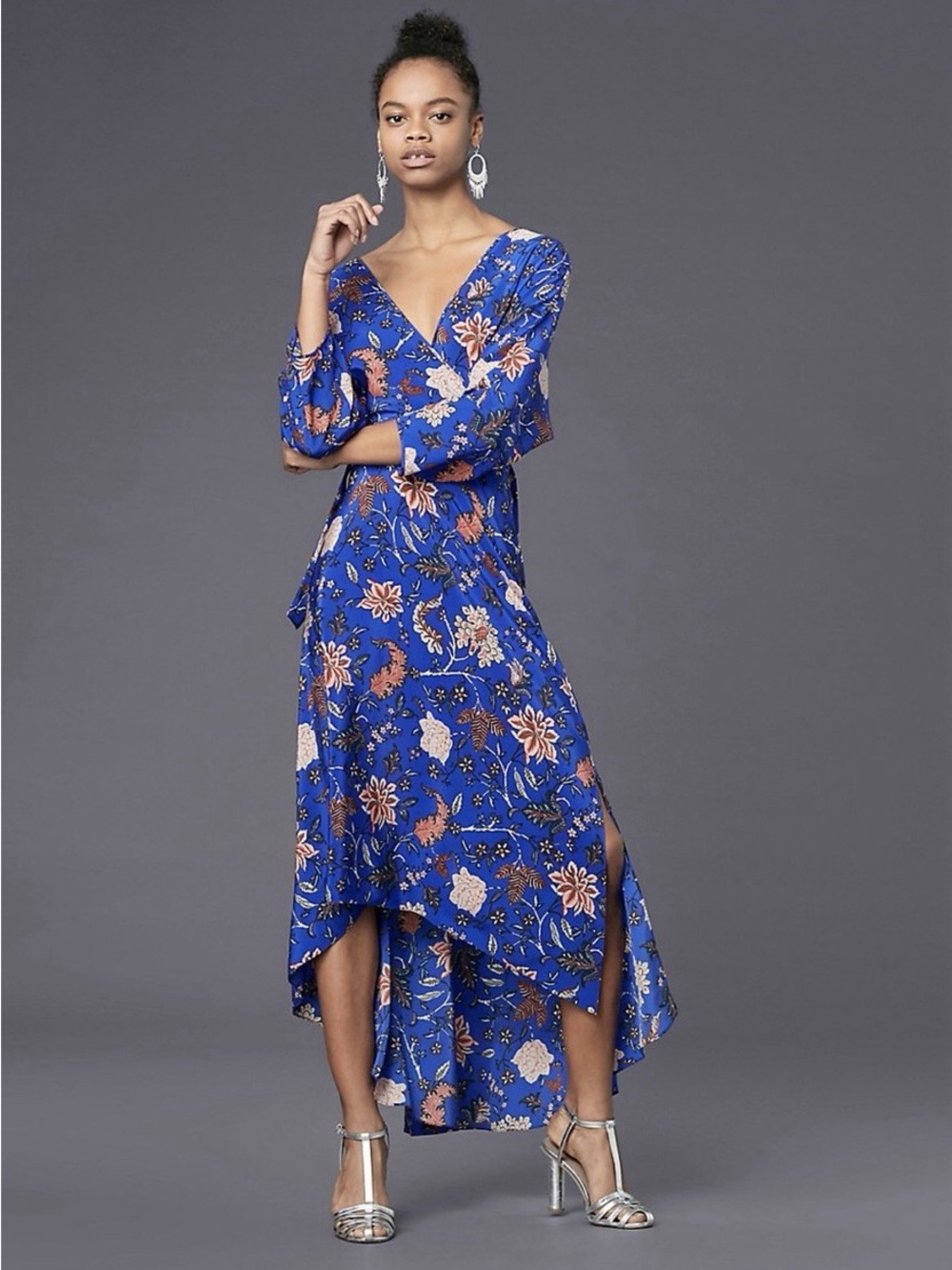 NWT DVF ELOISE Canton Electric Blue Wrap Effect 100% Silk Dress